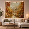 thumbnail image 1 of River Winding Through Autumn Mountains, Serene Rustic for Nature Lovers, Painterly Landscape Art, Housewarming Gift, Tapestry Wall Hanging for Living Room and Bedroom, 1 of 7