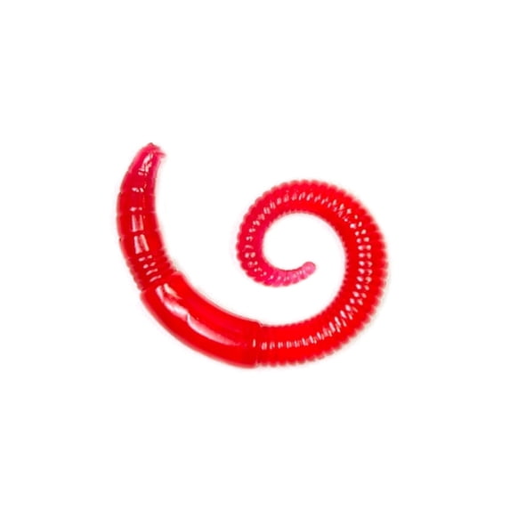Lunkerhunt River Worm Soft Plastic Fishing Lure, 2 in, Red Worm