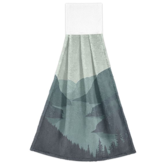 River and Forest 2 Pack 14''x18'' Hand Towels Soft Coral Fleece Quick Dry Hook and Loop for Kitchen Bathroom