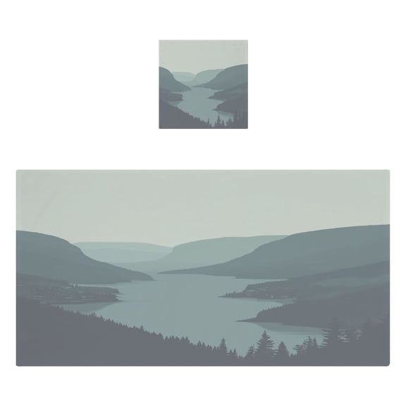 River and Forest 2 Piece Cotton Bath and Face Towel Set Soft and Absorbent, for Beach Pool Bathroom