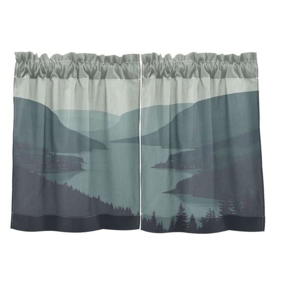 River and Forest 27"x24" Linen Look Cafe Curtain Set with Privacy and UV Protection