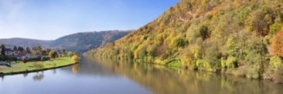 River flowing in a valley in autumn Neckar River Neckargemund Baden-Wurttemberg Germany Canvas Art - Panoramic Images (18 x 6)