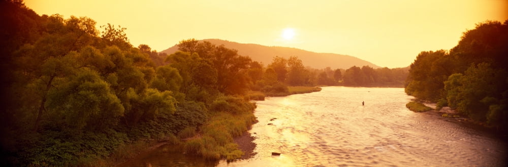 River flowing through mountains Delaware River Delaware County New York State USA Canvas Art - Panoramic Images (6 x 18)