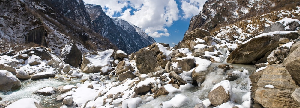 River flowing through rocks Modi Khola River Annapurna Range Himalayas Nepal Canvas Art - Panoramic Images (27 x 9)