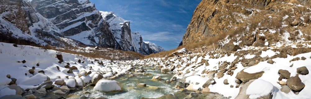 River flowing through rocks Modi Khola River Annapurna Range Himalayas Nepal Canvas Art - Panoramic Images (36 x 12)