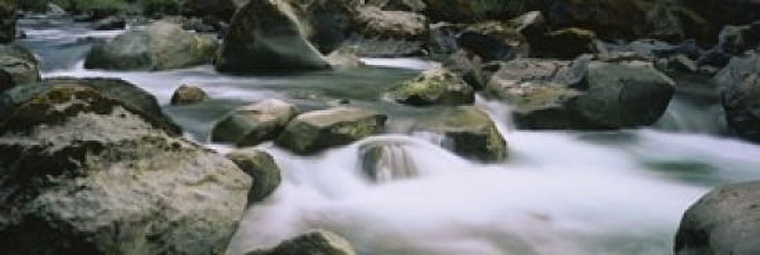 River flowing through rocks Skokomish River Olympic National Park Washington State USA Canvas Art - Panoramic Images (18 x 6)