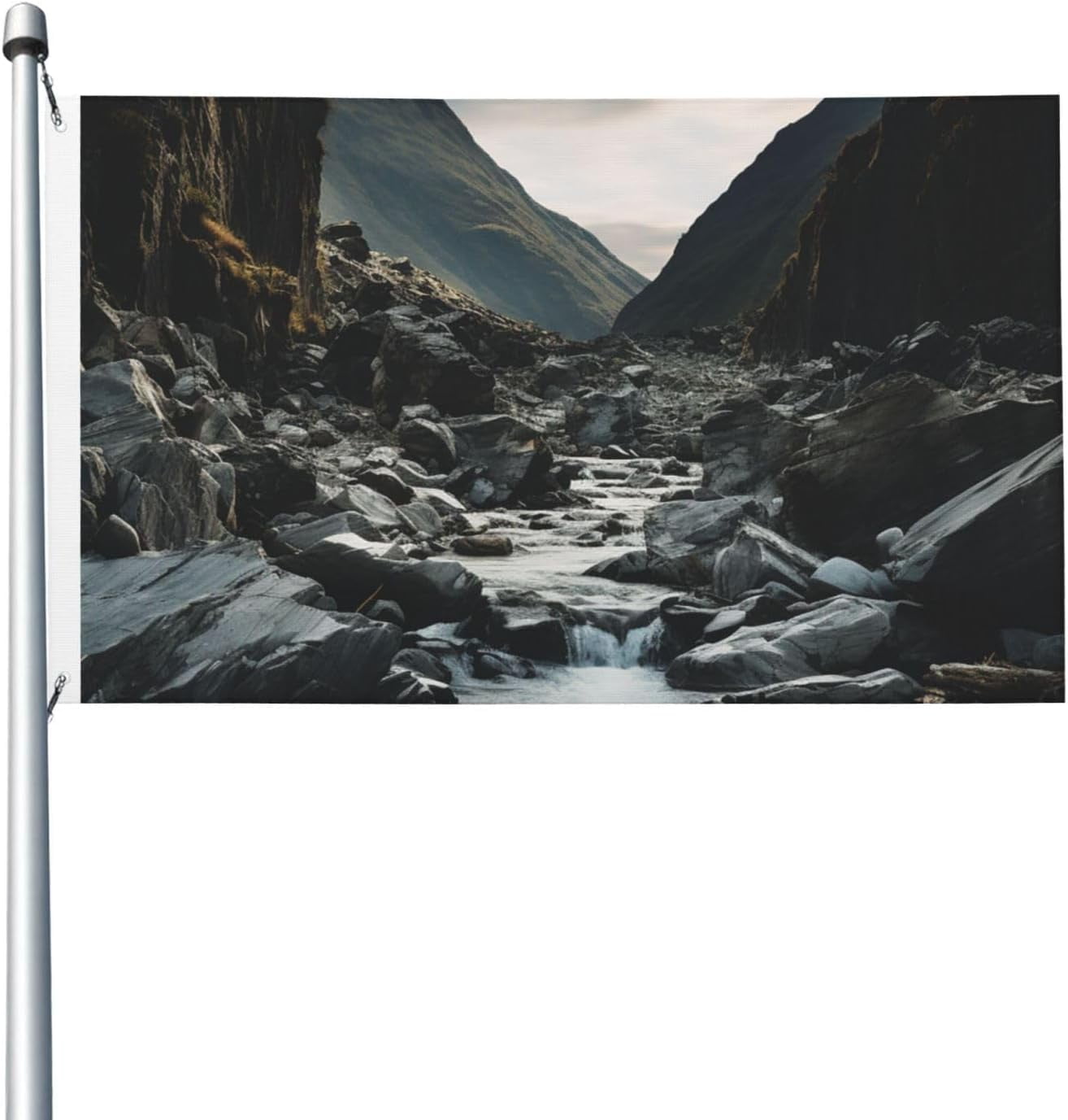River and gray rocks Flag 4.85x8 ft Flags for Outside Funny Banner ...