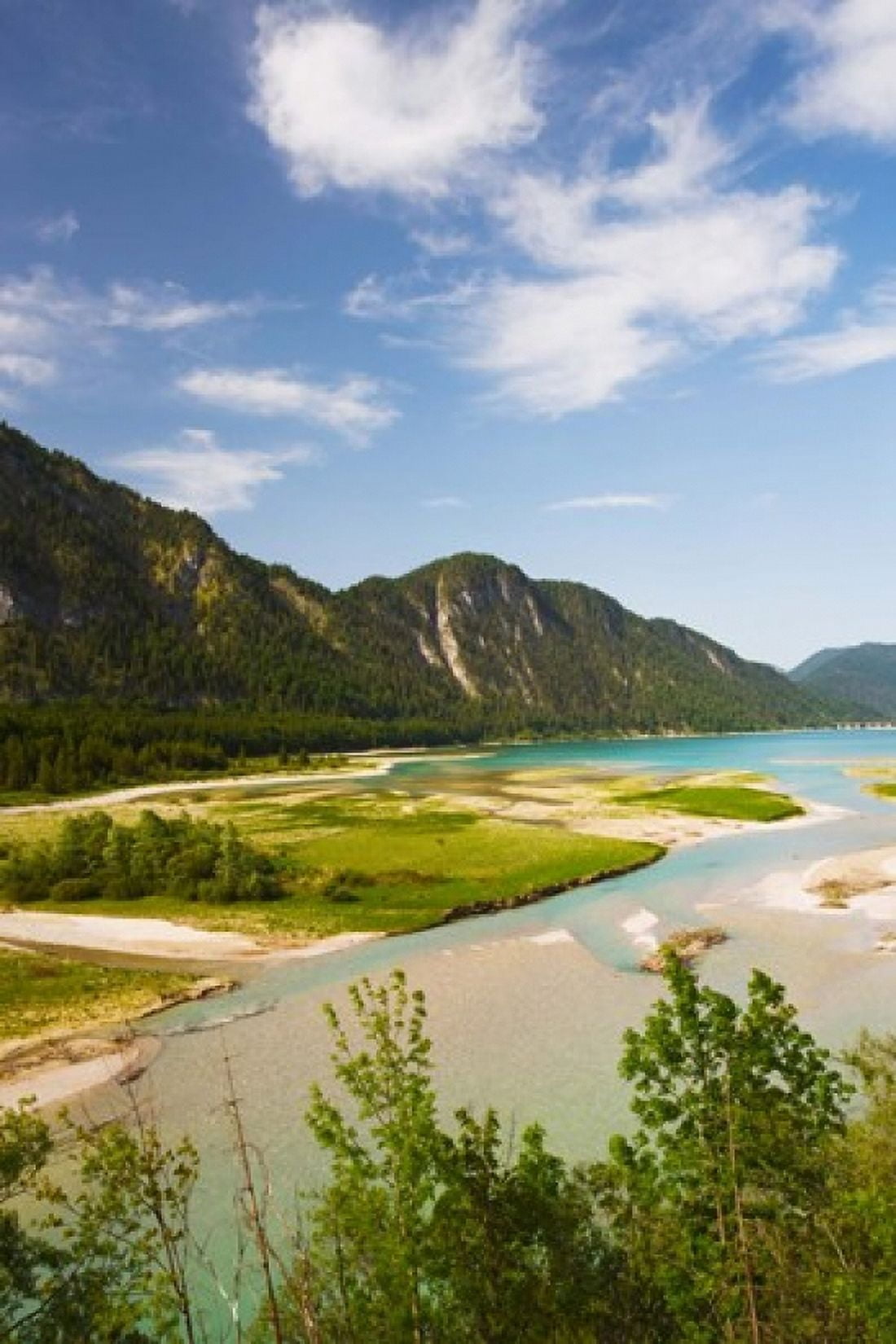 River in a valley Isar River Sylvenstein Lake Area Bavaria Germany Canvas Art - Panoramic Images (24 x 36)