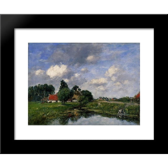 River near Dunkirk 20x24 Framed Art Print by Eugene Boudin