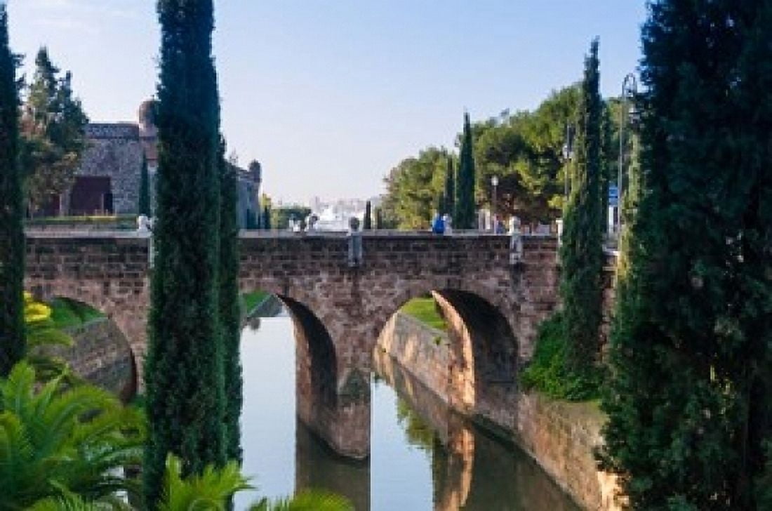 River near Passeig Mallorca Palma Majorca Balearic Islands Spain Canvas Art - Nico Tondini DanitaDelimont (24 x 15)
