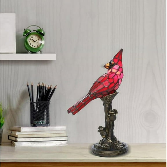 River of Goods 13.5"H Stained Glass Bird Accent  Lamp