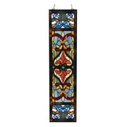 River of Goods 36 in. Stained Glass Victorian Fleur De Lis Window Panel