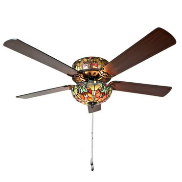 River of Goods 52" Halston Stained Glass Integrated LED Ceiling Fan with Light
