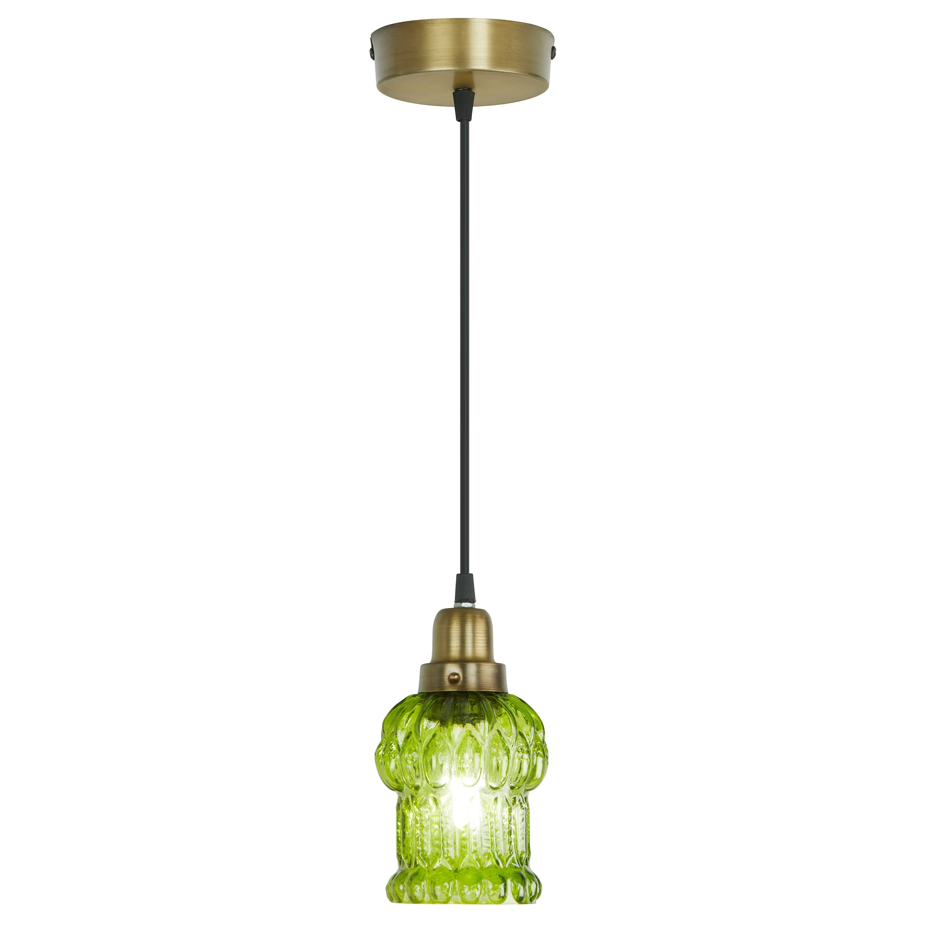 Green and Gold Glass Pendant Light with Adjustable Cord