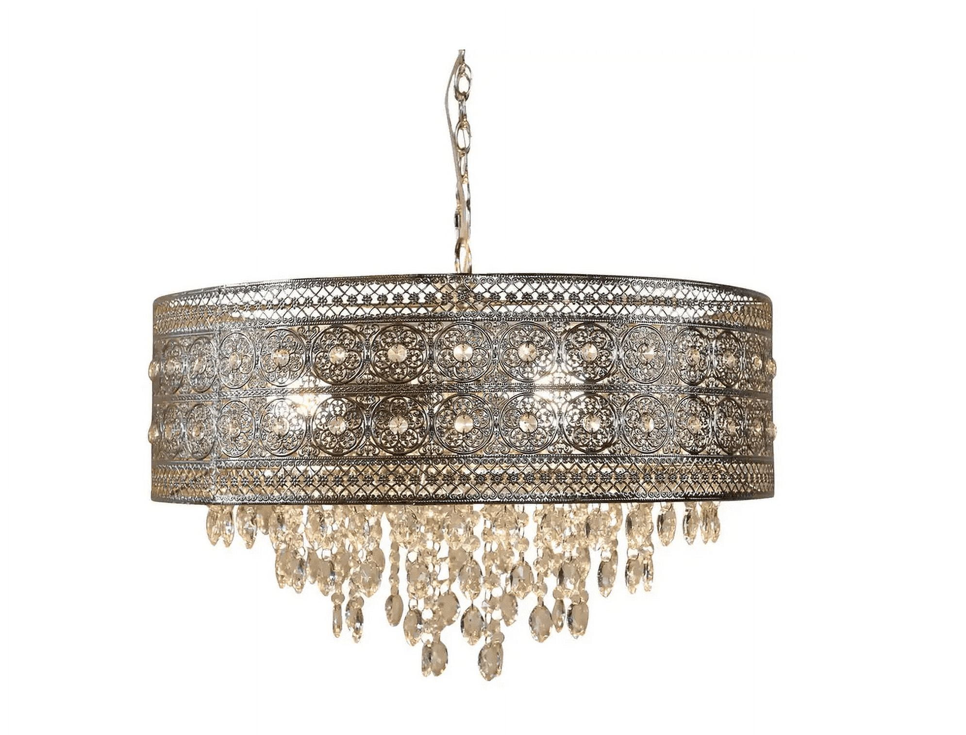 Brielle 26'' Polished Nickel Floral Crystal Medallion Chandelier