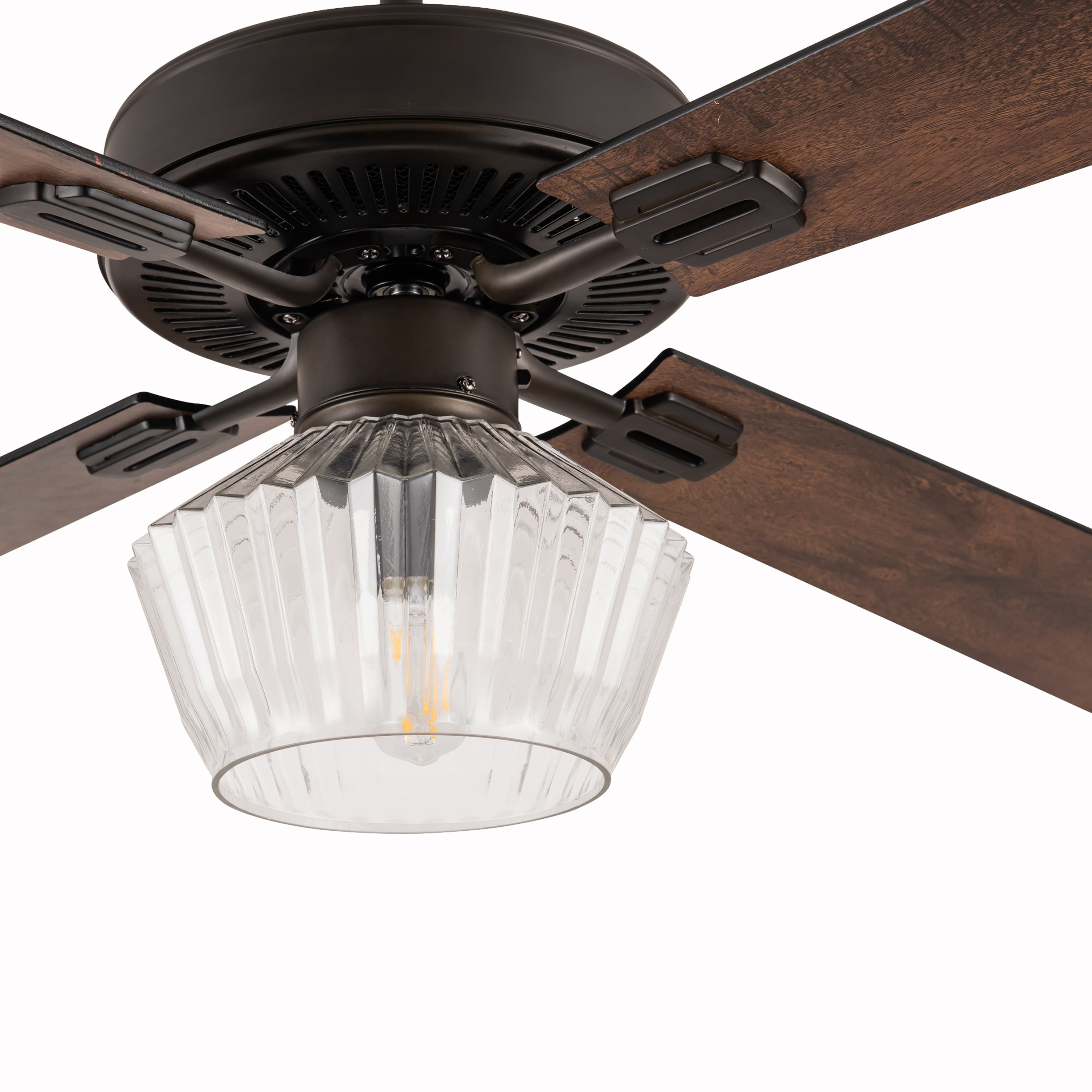 River of Goods Demeter Remote Controlled Clear Ribbed Glass Shaded 1-Light 52-Inch Ceiling Fan