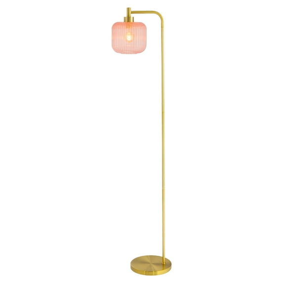 River of Goods Frederick Gold Metal and Glass Candlestick Floor Lamp Pink