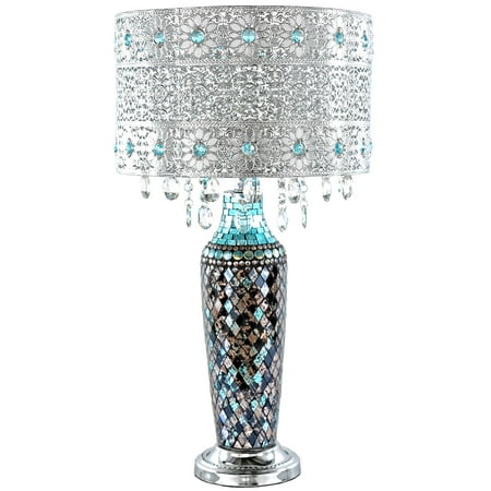 River of Goods Gracie's Crystal Table Lamp- Turquoise