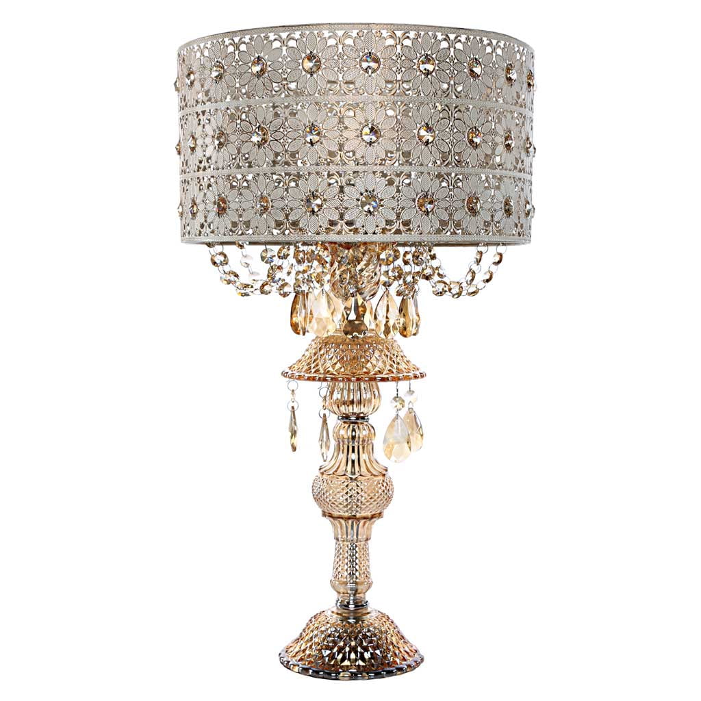 Tegan 24" Champagne Metal and Glass Table Lamp