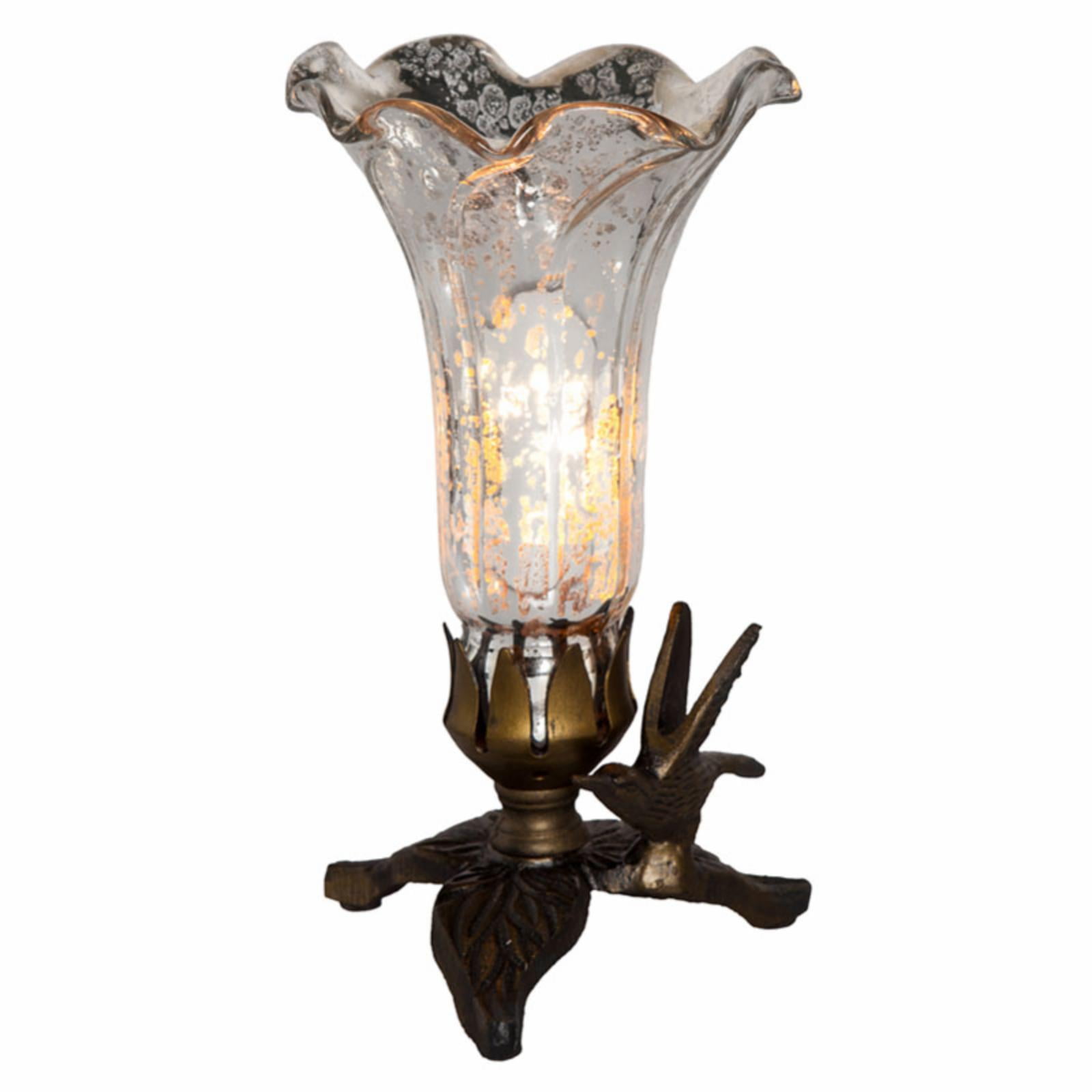 River of Goods Lily Mercury Glass Table Lamp with Hummingbird Base