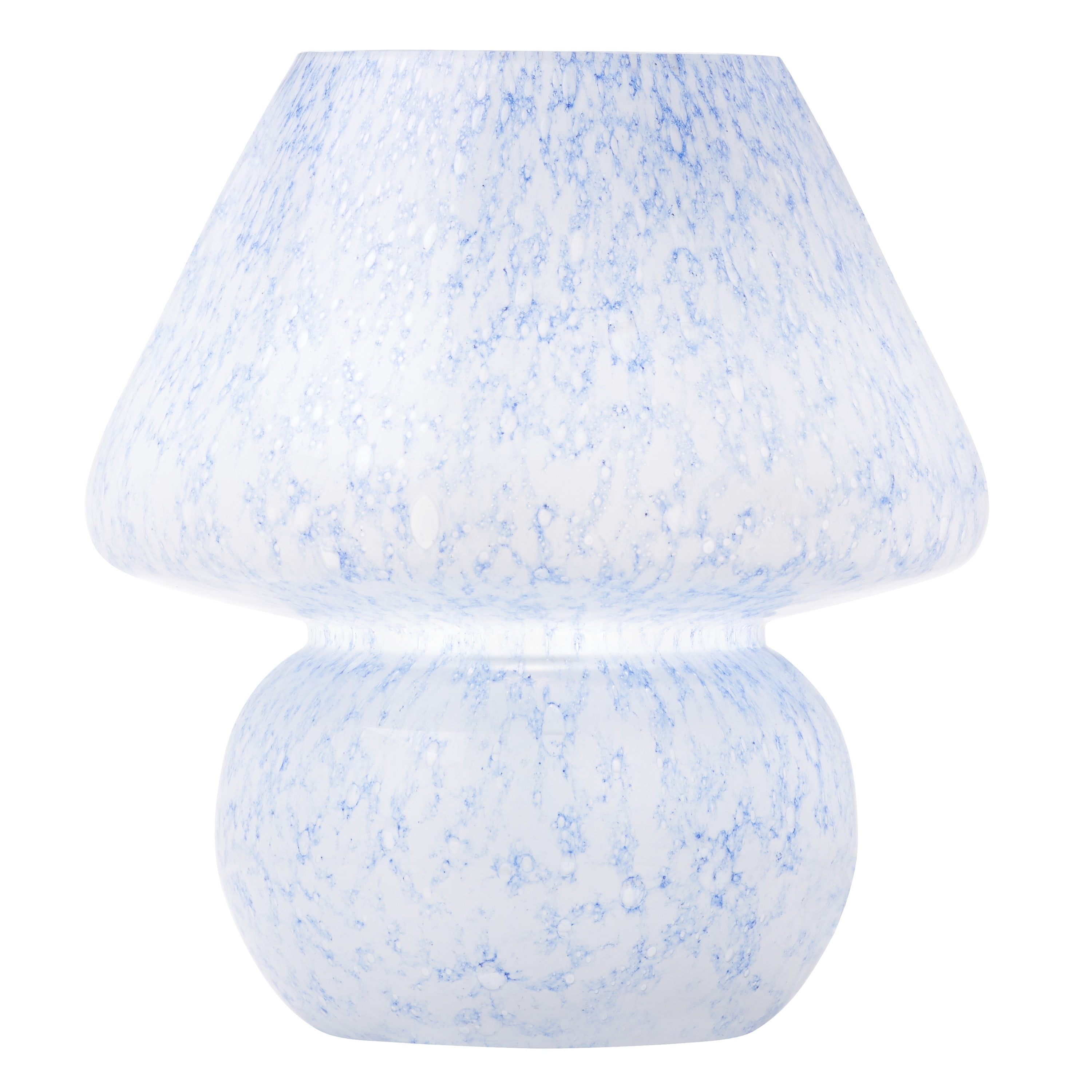 Serena 8.75 in. Blue and White Glass Mushroom Accent Lamp