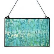 River of Goods Mottled Blue Stained Glass Window Panel