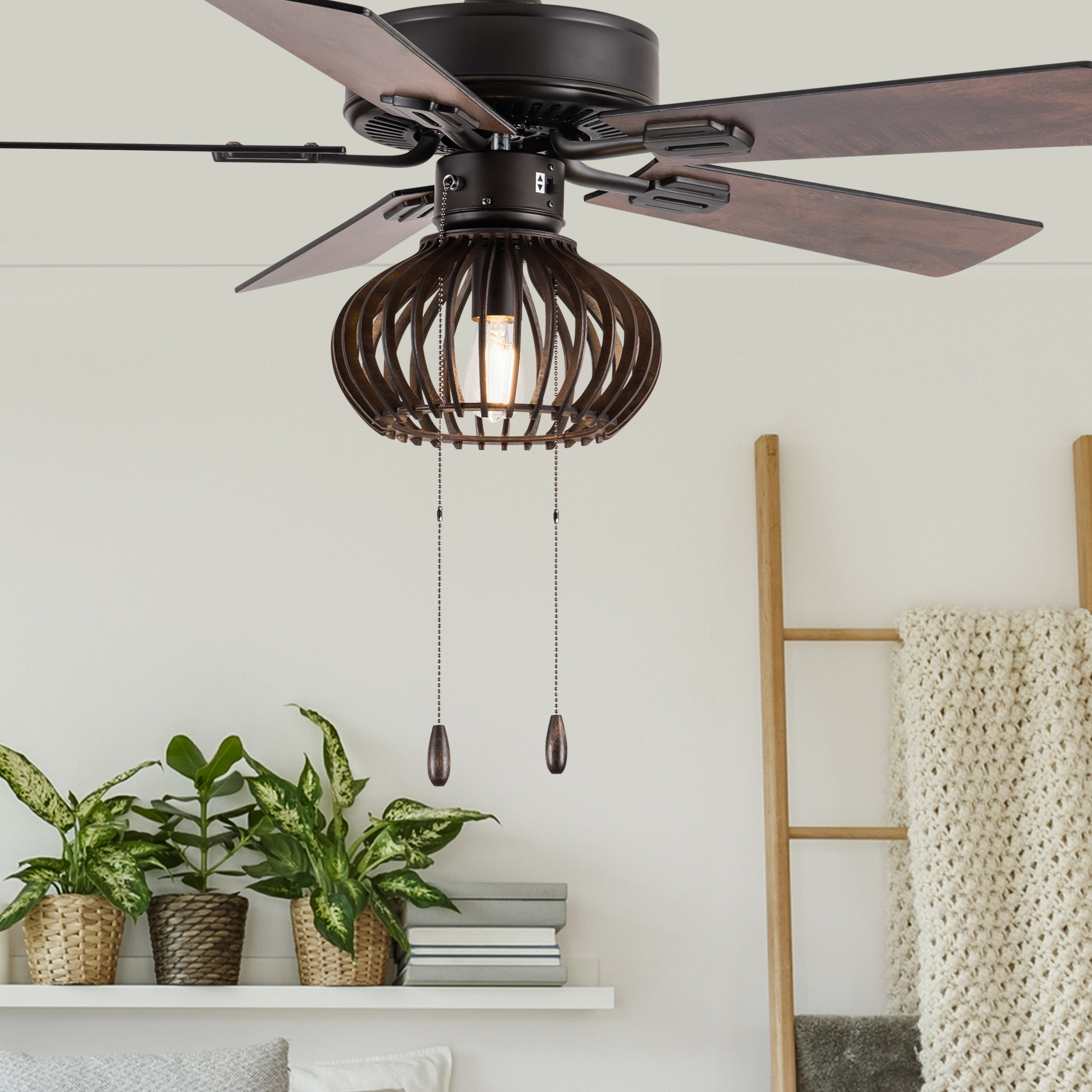 River of Goods Oil Rubbed Bronze Modern 8W Bulb Cage Ceiling Fan
