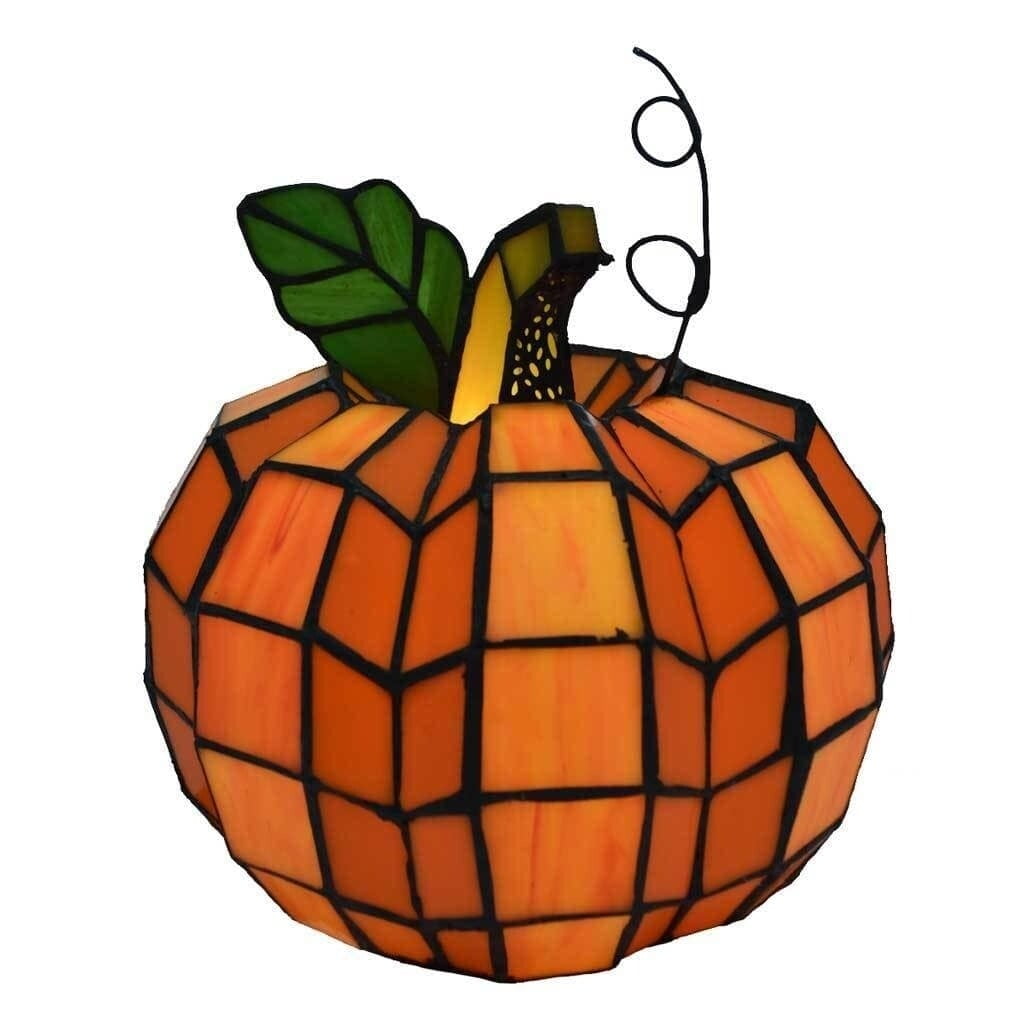 Patch the Pumpkin Orange and Green Stained Glass Accent Lamp