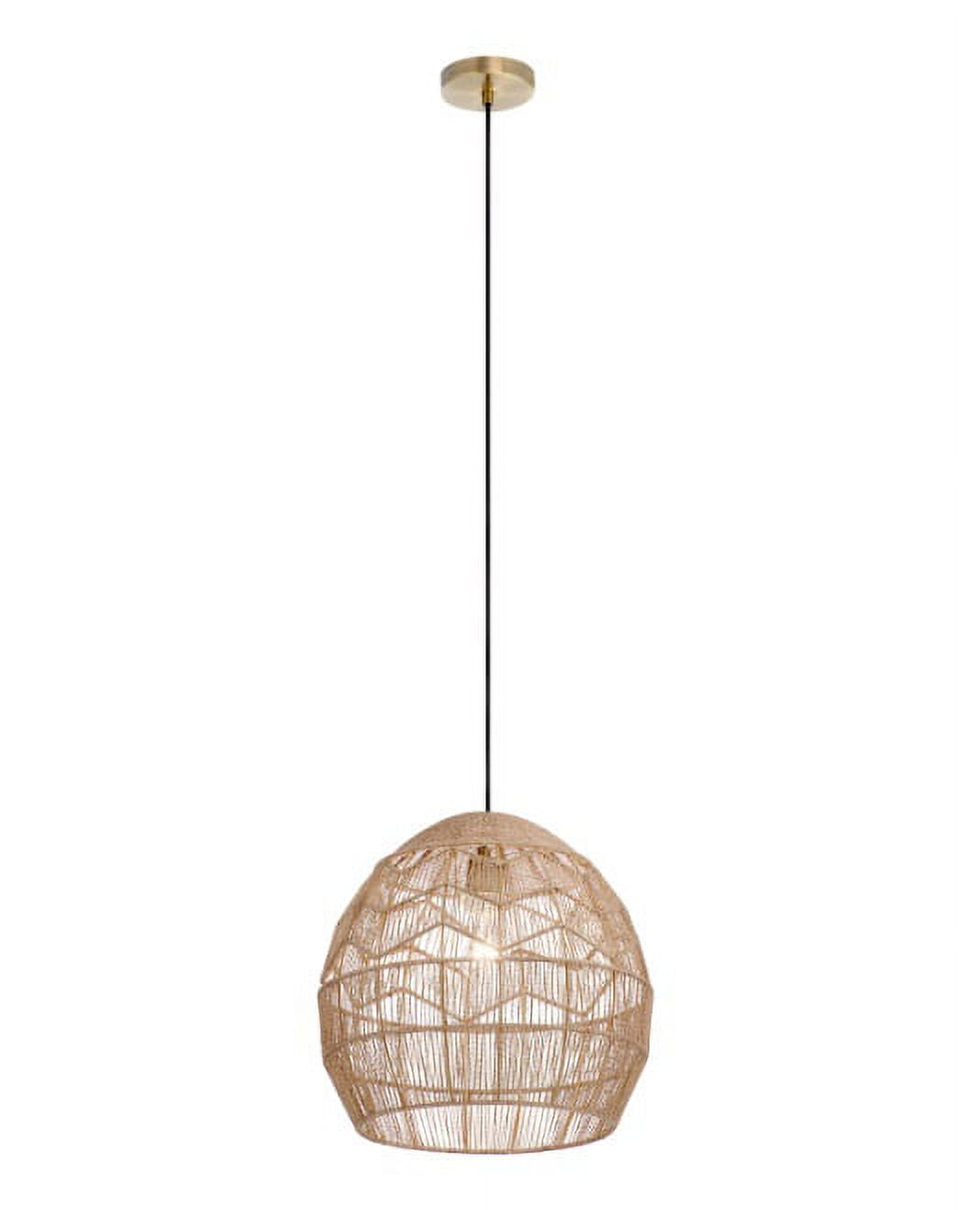 16" Bronze and Hemp LED Bowl Pendant Light