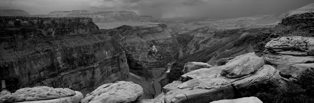 River passing through a canyon Toroweap Overlook North Rim Grand Canyon National Park Arizona USA Canvas Art - Panoramic Images (12 x 36)