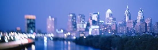 River passing through a city Schuylkill River Philadelphia Pennsylvania USA Canvas Art - Panoramic Images (36 x 12)