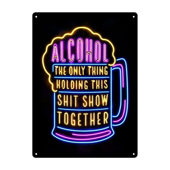 River's Edge Products Metal Tin Signs, Funny, Vintage, Personalized 12-Inch x 17-Inch - Alcohol Show