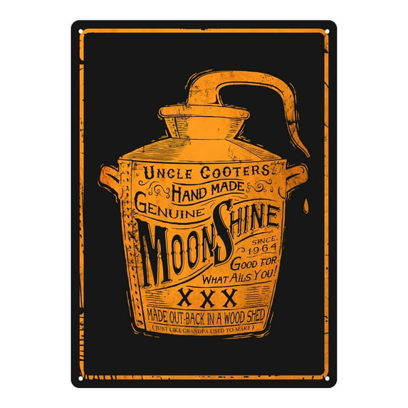 River's Edge Products Metal Tin Signs, Funny, Vintage, Personalized 12-Inch x 17-Inch - Moon Shine