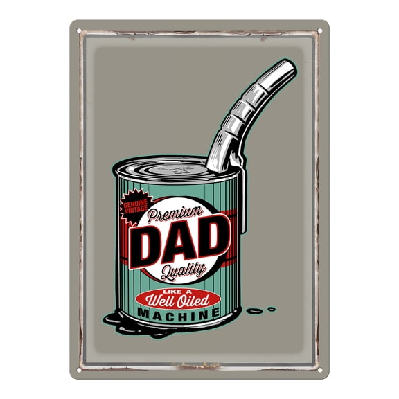 River's Edge Products Retro Metal Tin Sign, 17" x 12" Weatherproof Metal Wall Art for Indoor or Outdoor Decor, Vintage Man Cave, Bar, Cabin, Garage, or Home Decor, Dad Well Oiled Machine