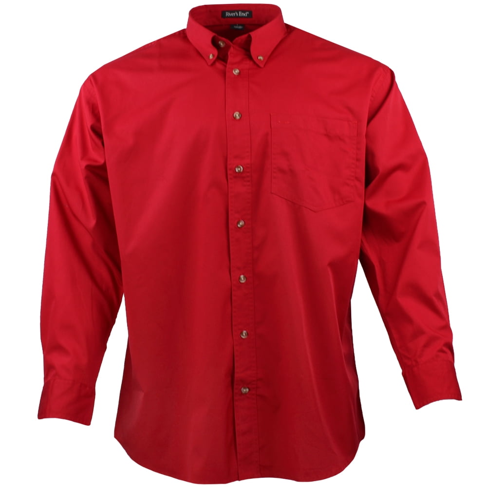 River's End Mens Ezcare Woven Long Sleeve Button Up Shirt Casual Tops ...