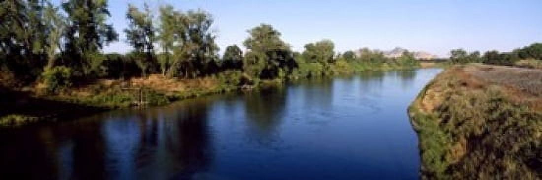 River with a mountain in the background Sacramento River Sutter Butte California USA Canvas Art - Panoramic Images (18 x 6)