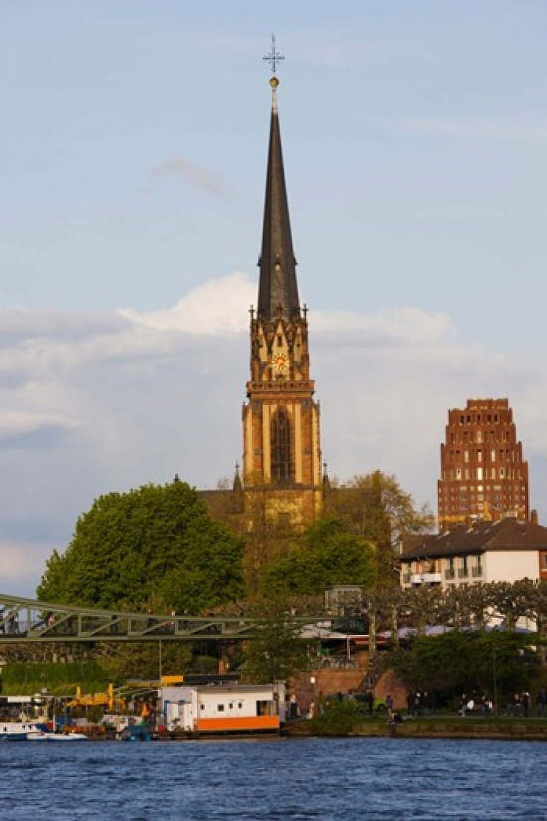 River with church in the background Three Kings Church Main River Frankfurt Hesse Germany Canvas Art - Panoramic Images (24 x 36)