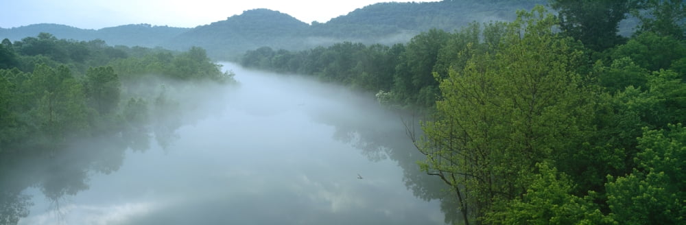 River with mountains in the background Ozark Mountains Arkansas USA Canvas Art - Panoramic Images (12 x 36)