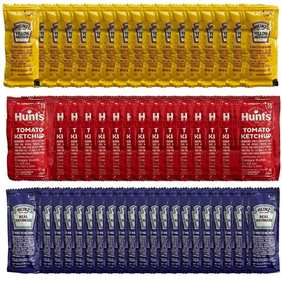 RiverBlue Ketchup Mustard Mayo Packets Good for Travel, For Every day, For Restaurant, For Party's (150 Pack)