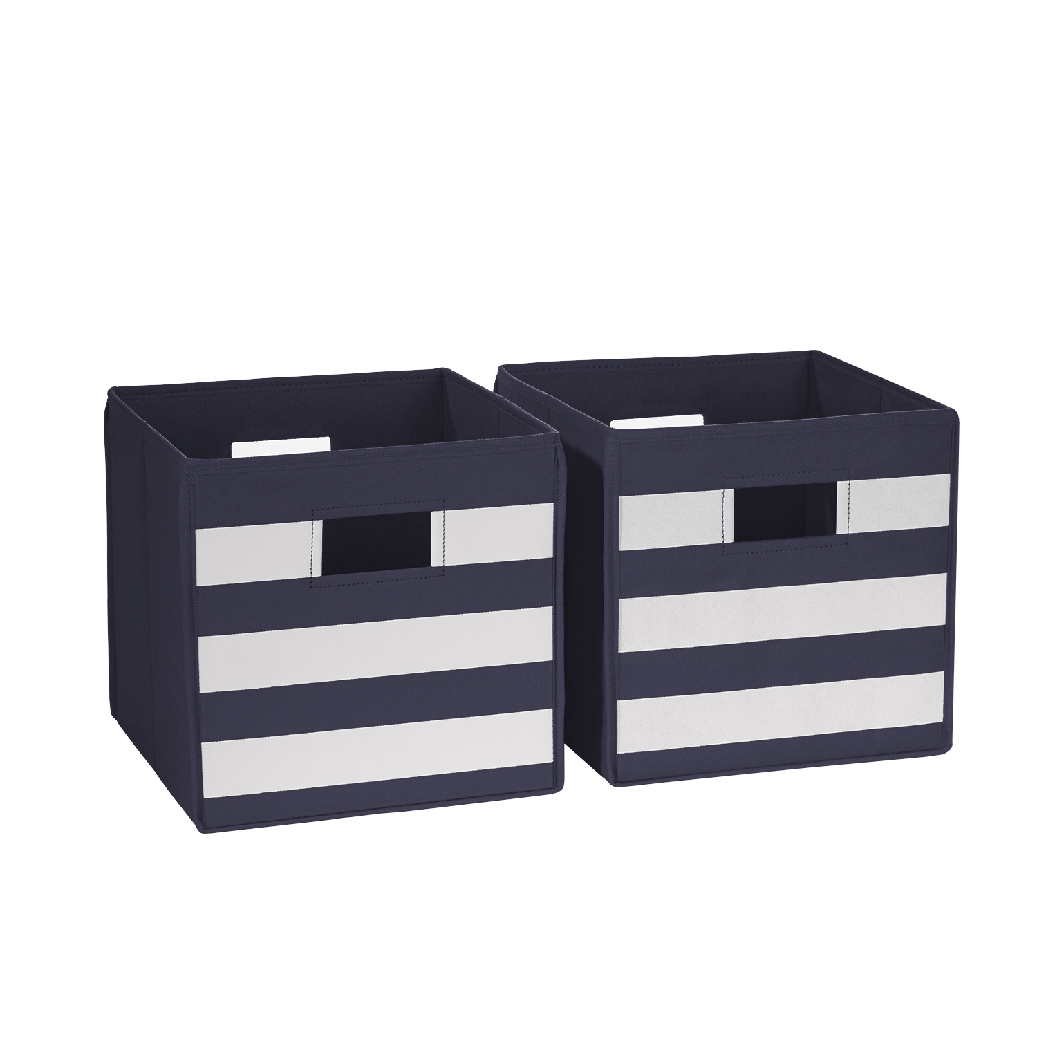 RiverRidge 2 Pc Folding Storage Bin Set - Navy with Stripes - image 1 of 4