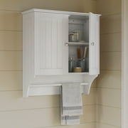 RiverRidge Home Ashland Collection 2 Door Wall Mounted Storage Cabinet with Towel Bar, White