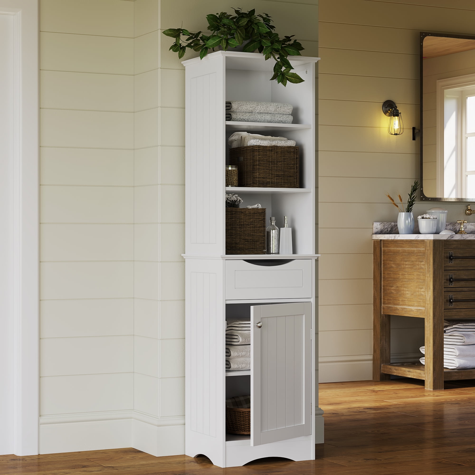 RiverRidge Ashland 1-Door, 3-Drawer Floor Cabinet, White