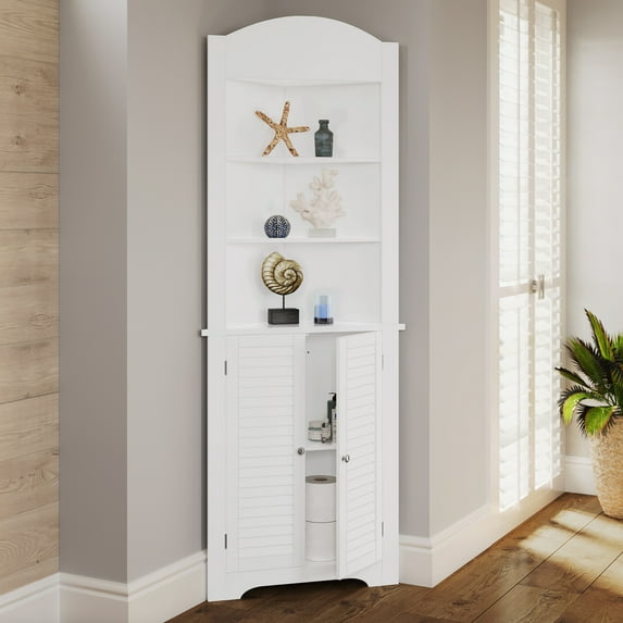 RiverRidge Home Ellsworth Collection - Tall Corner Storage Cabinet, White