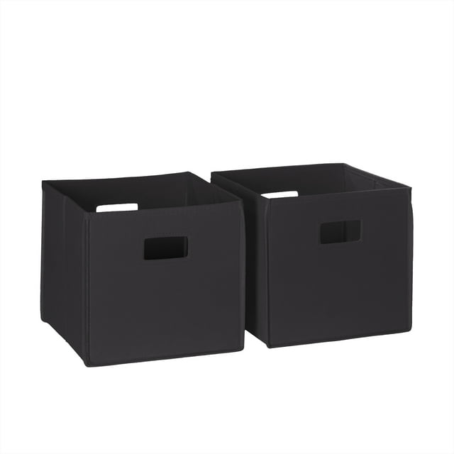RiverRidge Home Folding Fabric Cube Storage Bin Set of 2 - Black