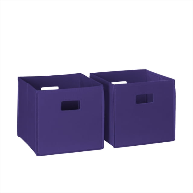 RiverRidge Home Folding Fabric Cube Storage Bin Set of 2 - Dark Purple