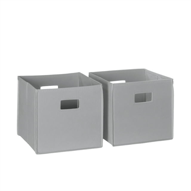 RiverRidge Home Folding Fabric Cube Storage Bin Set of 2 - Gray