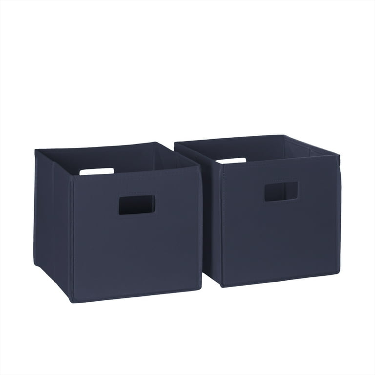 New - Household Essentials 2pc 12 x 13 Fabric Storage Bin Set Navy