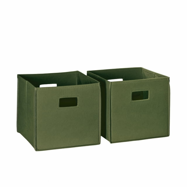 RiverRidge Home Folding Fabric Cube Storage Bin Set of 2 - Olive