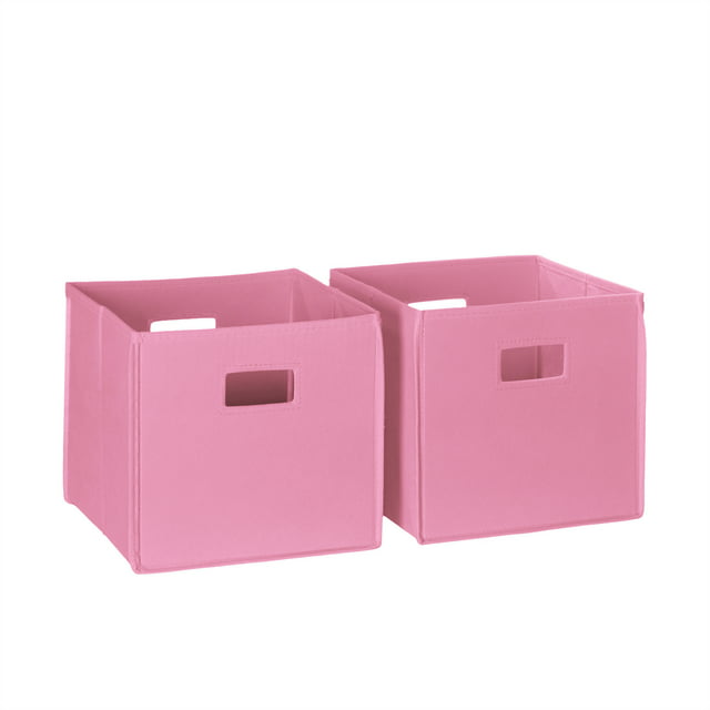 RiverRidge Home Folding Fabric Cube Storage Bin Set of 2 - Pink