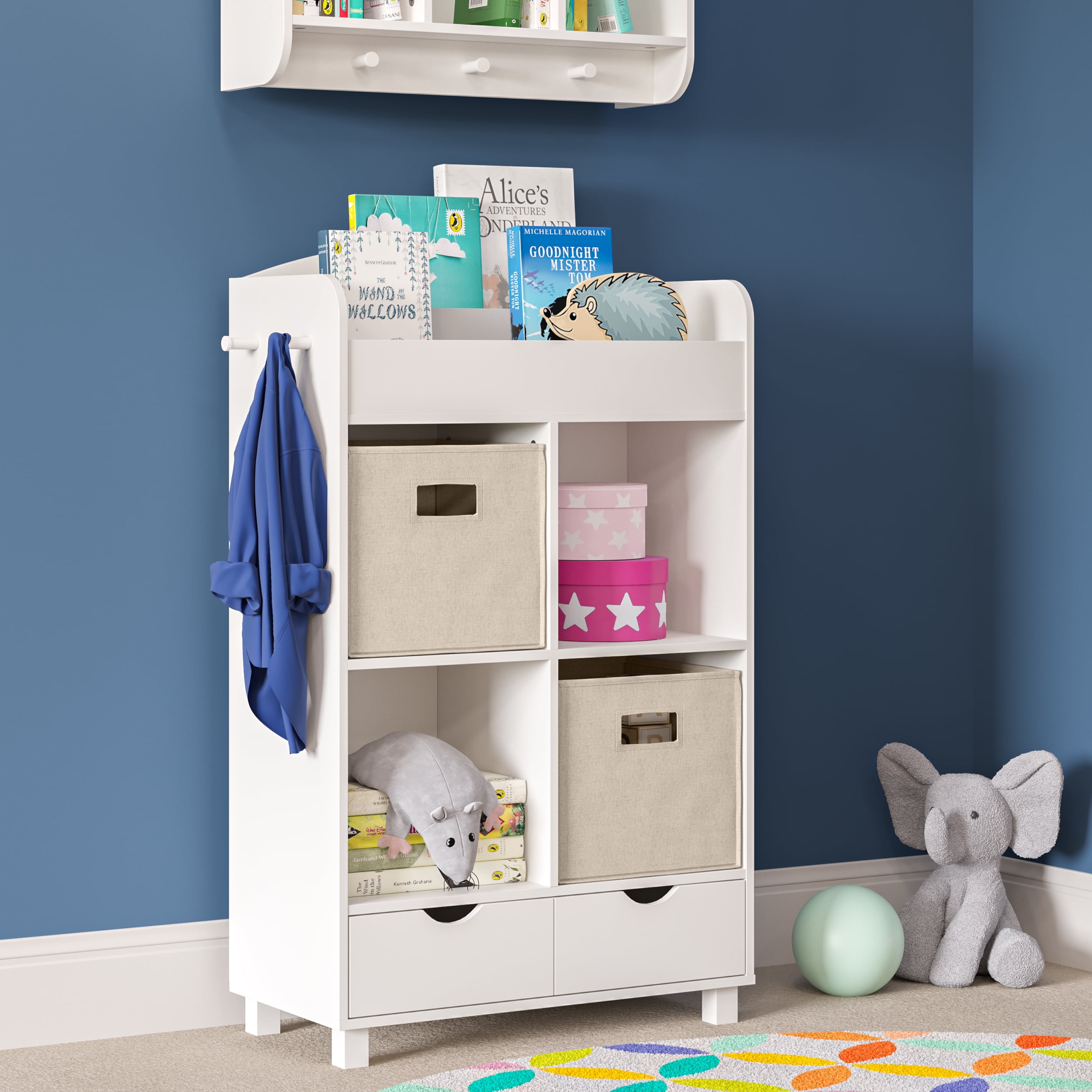 Taupe Collapsible Kids Storage Cube Bins with Handles, Set of 2